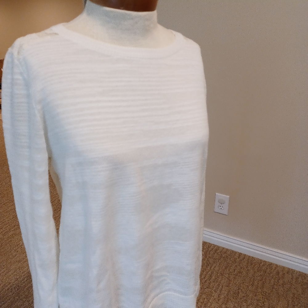 Cabi slub knit, crew neck, long sleeve sweater w/lace back.  Ivory color.  SM.